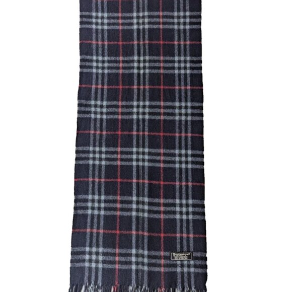 BURBERRY London Vintage Classic Nova Check Knit 100% Lambs Wool Black SCARF - Picture 2 of 6